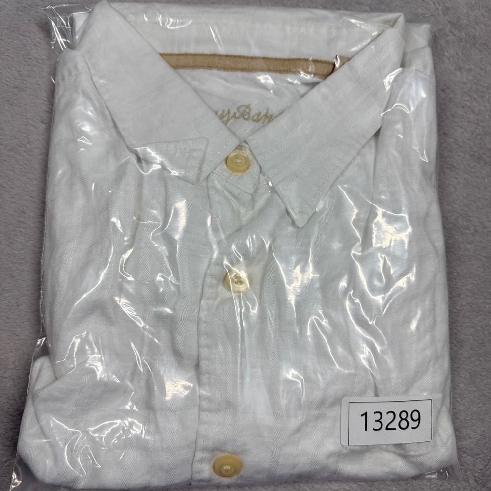 Tommy Bahama Button Up Shirt Mens XL White 100% Linen Short Sleeve Plaid Camp - Picture 7 of 7